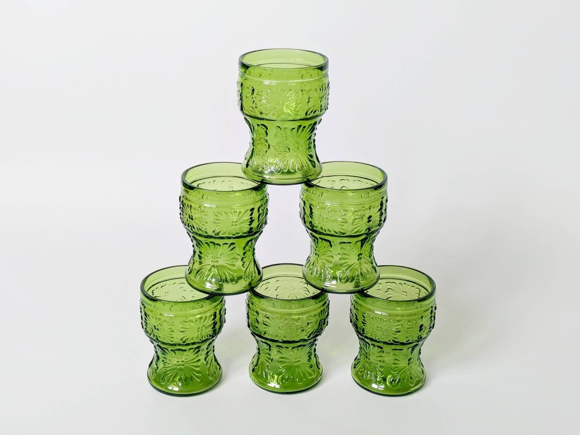 Set of 6 Bormioli tempered glass tumblers, Italy, 1970s