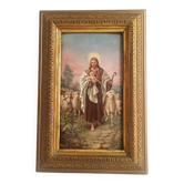Peinture Huile sur bois Le Christ Bon Berger Fin 19e