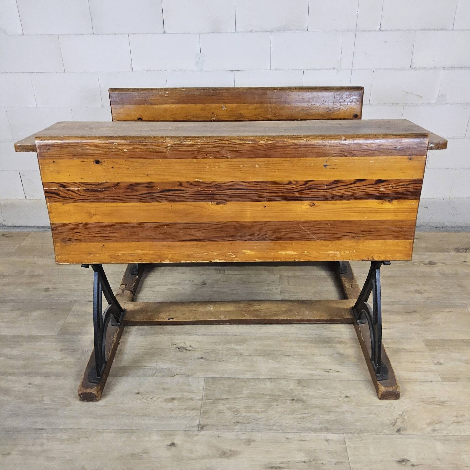 Antique desk / school bench (1920) in cast iron by Mark Breda, Holland.