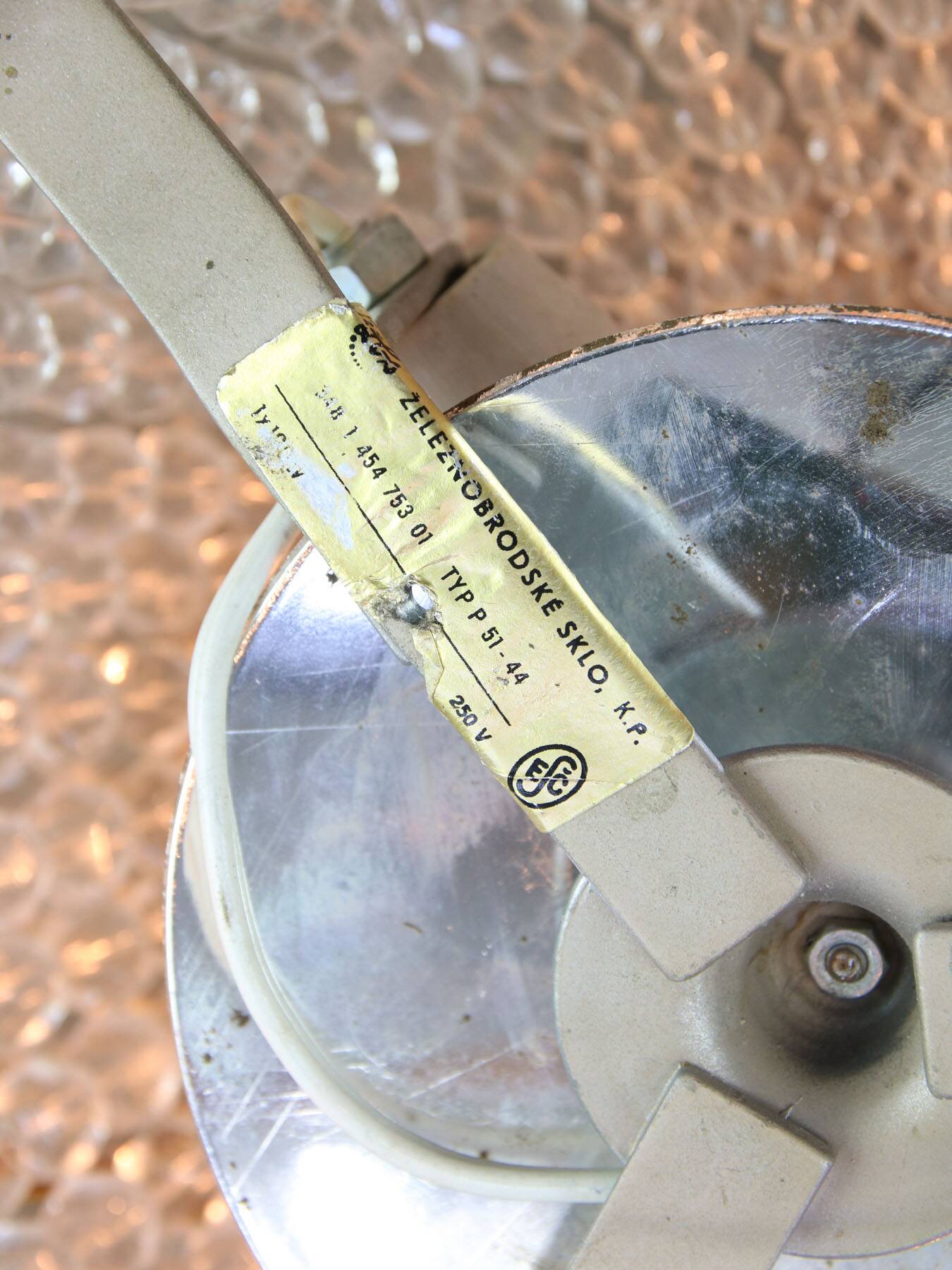 Mid-Century Czech Crystal and Brass Wall Lamp in Brass, 50s, set of 2