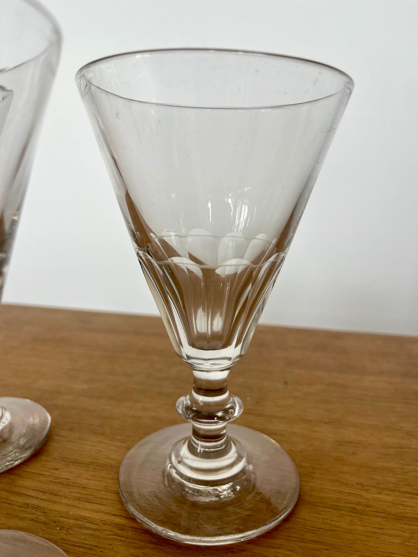 Set 3 verres à eau taillés main, XIXème