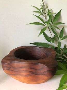 Large mortar in olive wood
