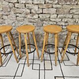 Set of 4 vintage 1970s bar stools