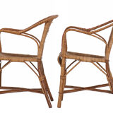 Pair of rattan armchairs year 50/60