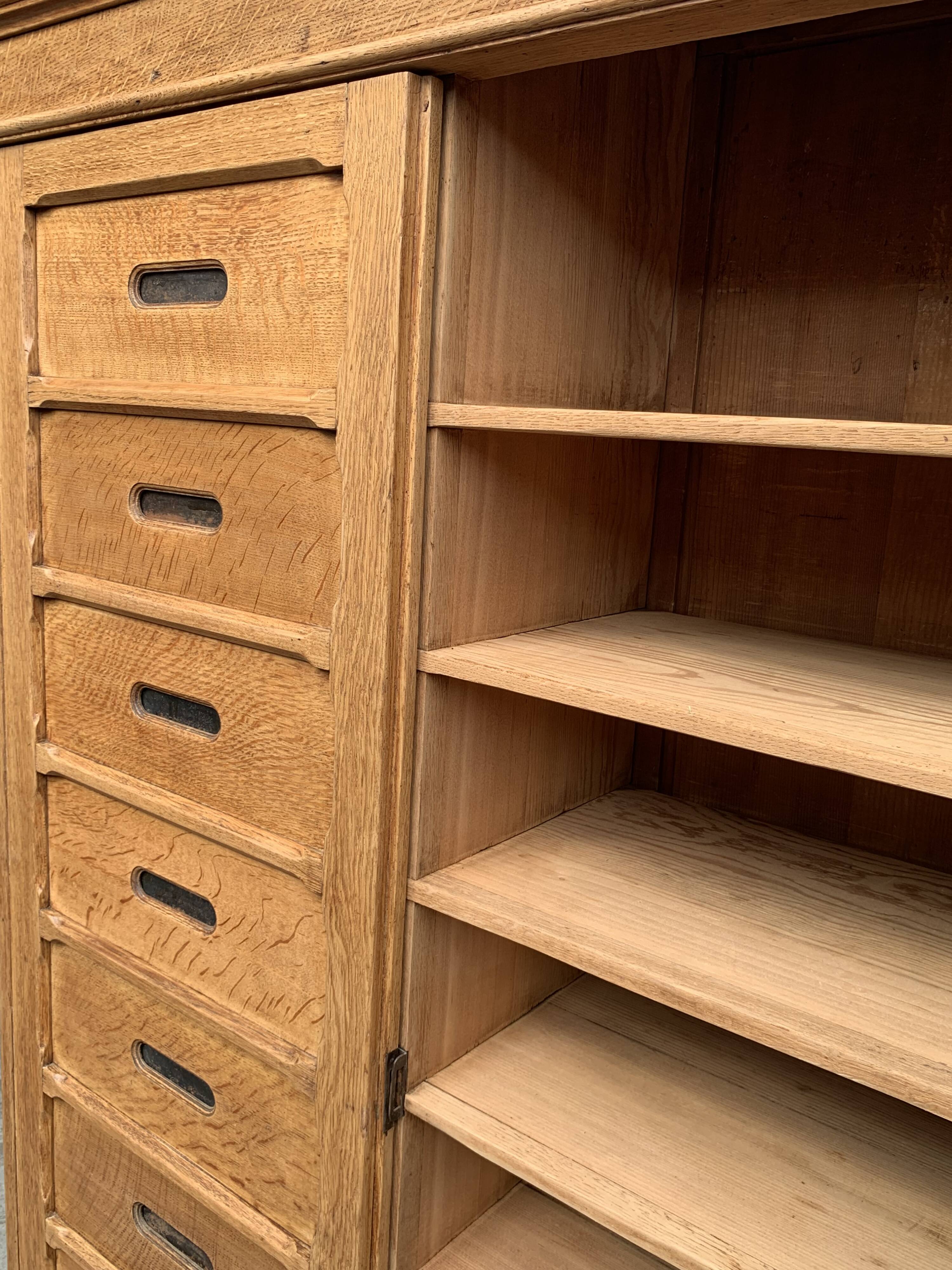 Solid raw oak notary cabinet, 1920