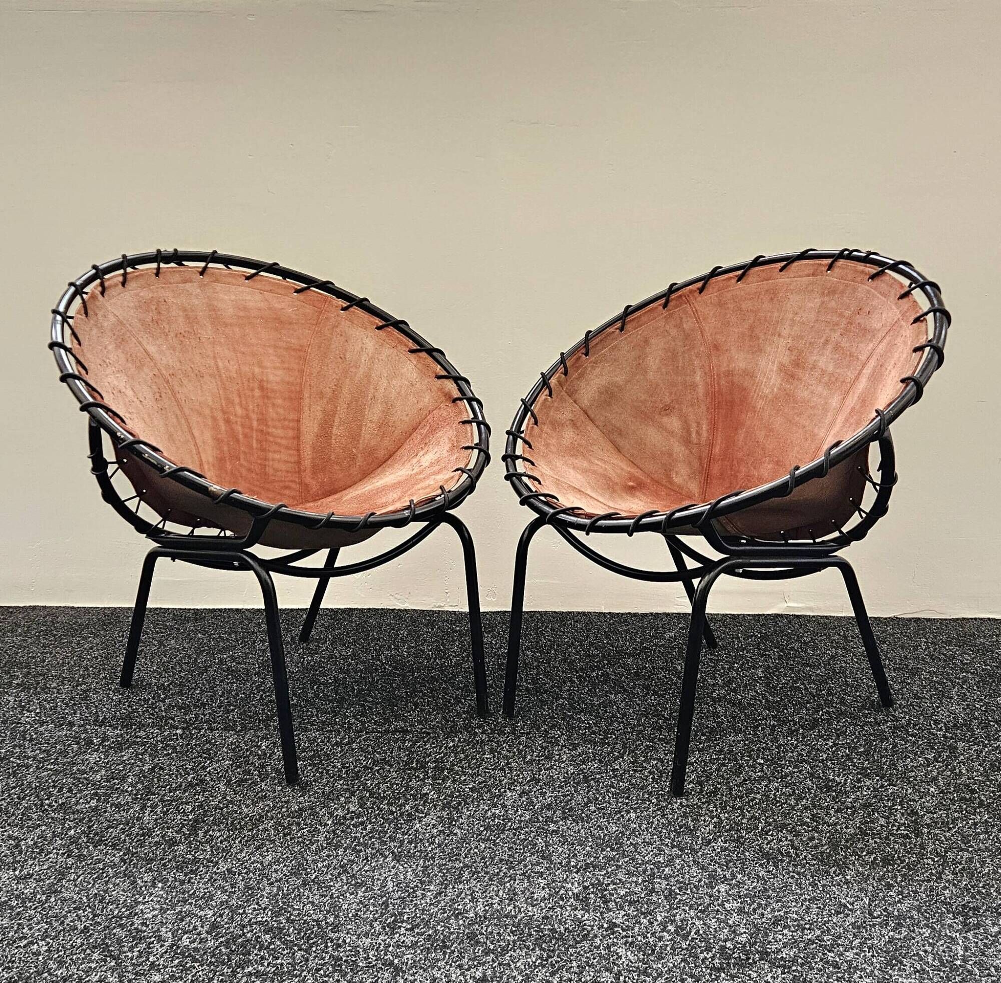 Hans Olsen Suede lounge chair pair for Lusch – 1950s mid-century