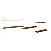 Vintage modular wall shelf with 4 supports and 5 levels.