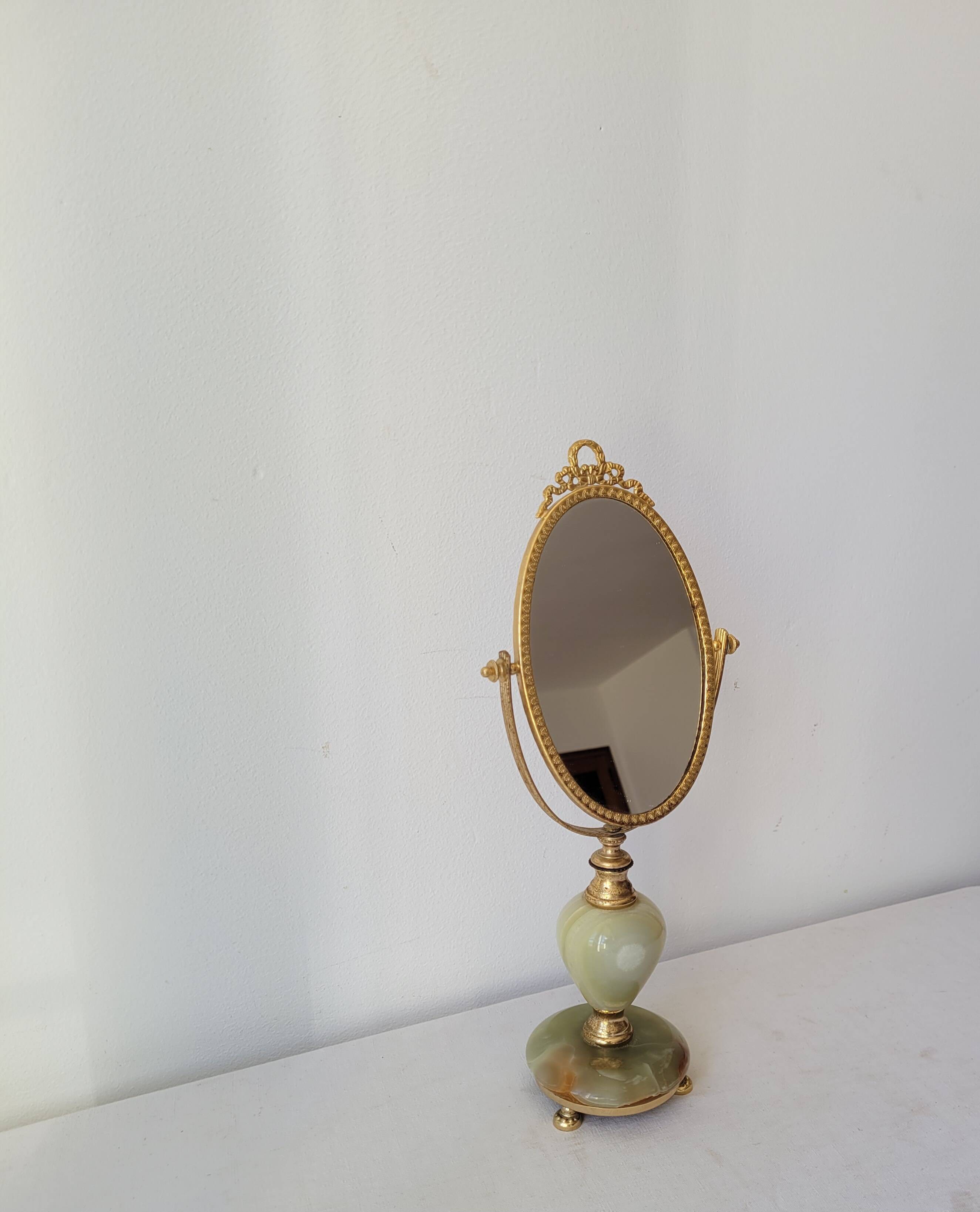 Miroir en onyx et métal doré