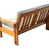 Canapé vintage deux places en pin des années 70 au design minimaliste