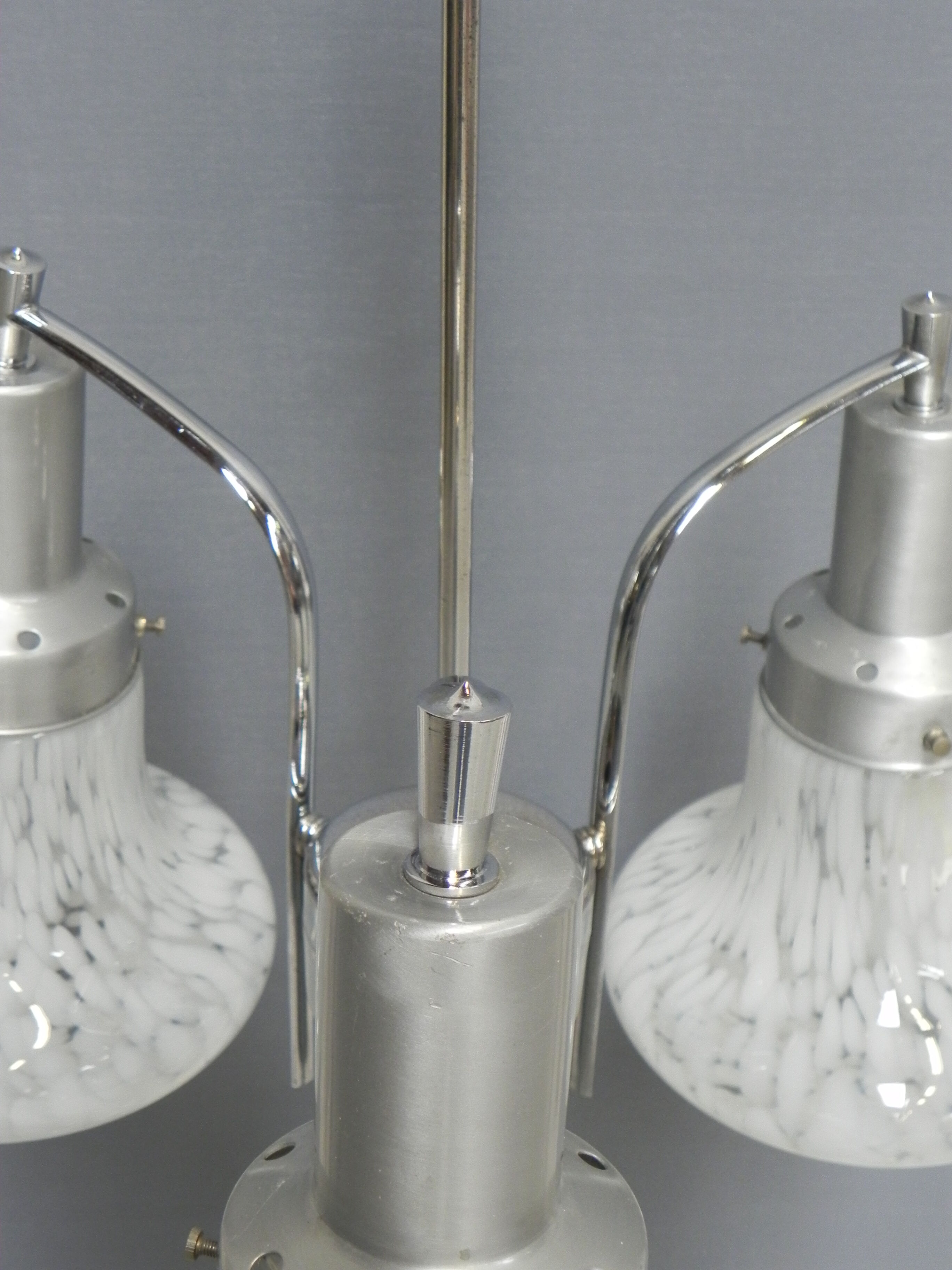 Vintage hanging lamp with 3 cloudy glass shades