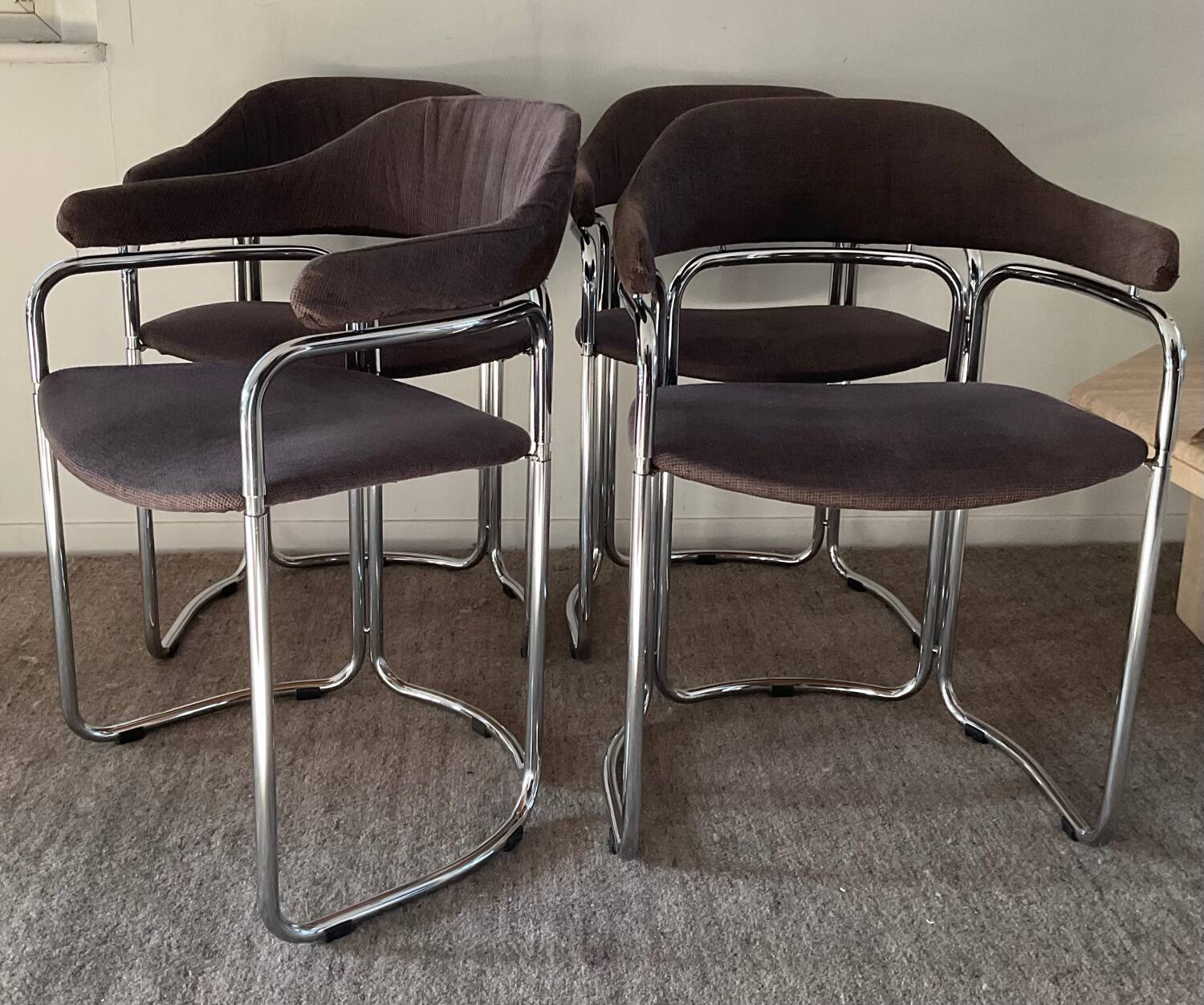Series of 4 Italian armchairs by Otto Gerdau 1970s