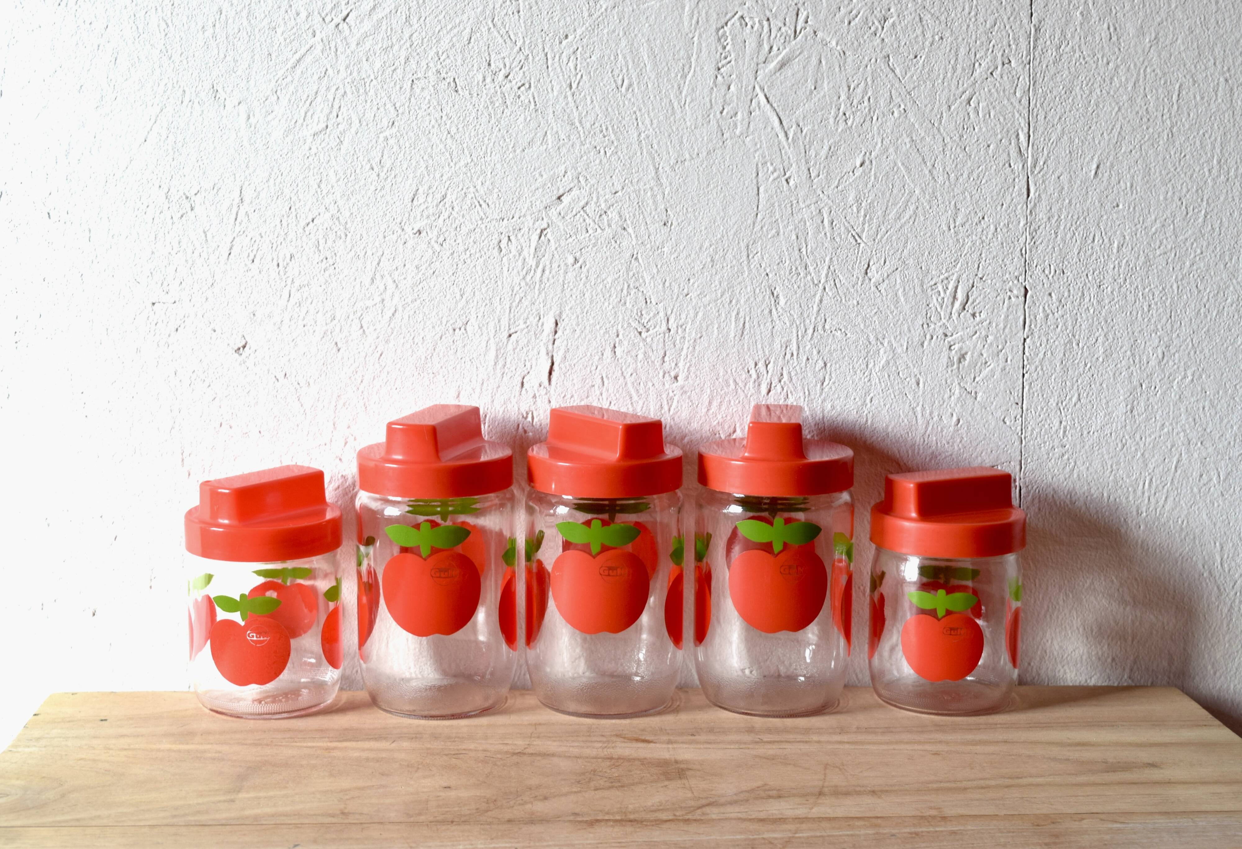 Set of 5 vintage Henkel Pommes pots - advertising edition for Gulf