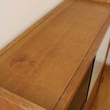 Low sideboard or small glass-fronted bookcase, oak, 1960