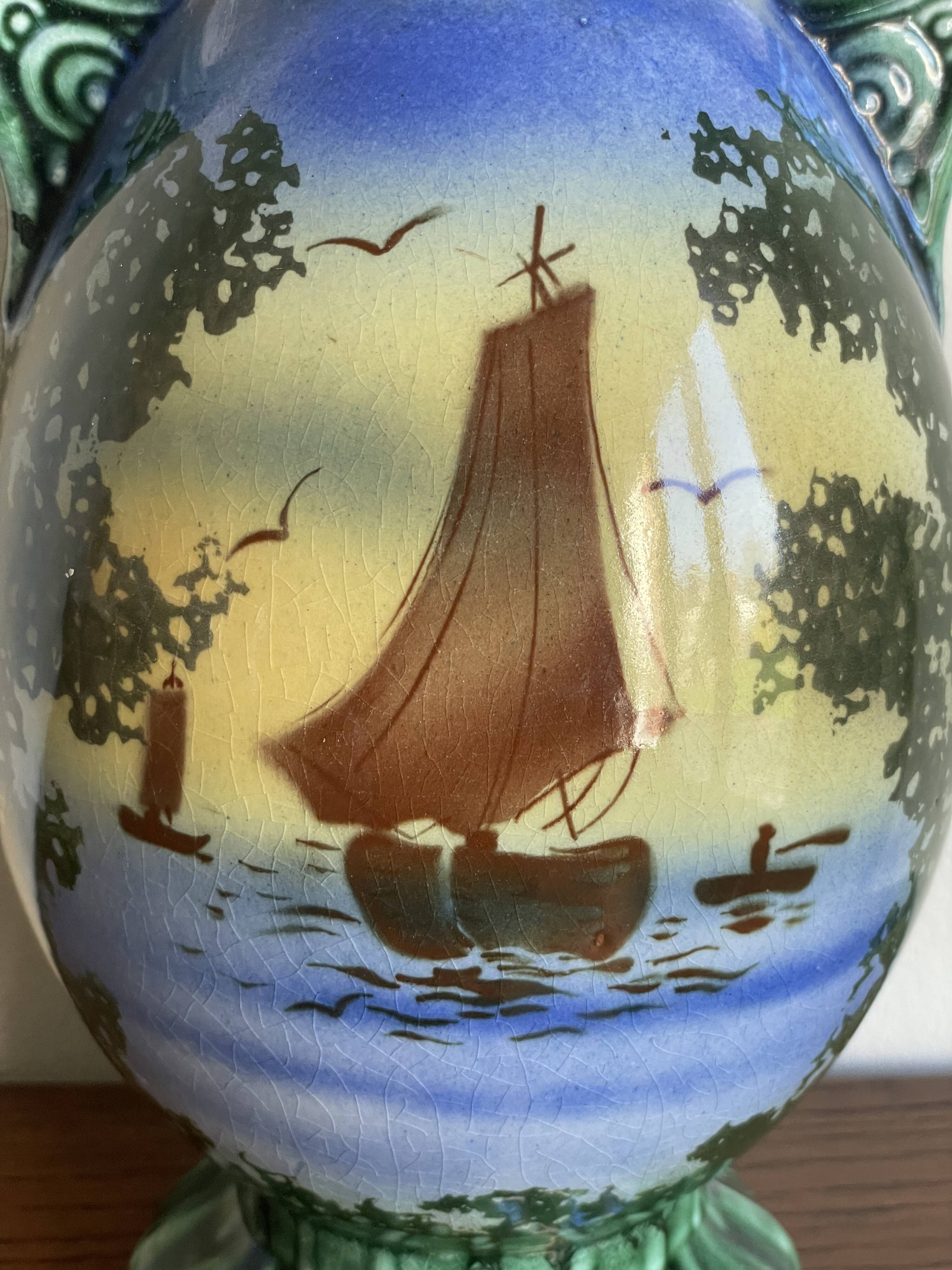 Gustave Bihl Czechoslovakia vase with 2 Art Nouveau handles