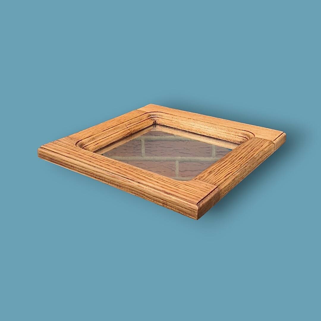 Antique square wall mirror in solid wood