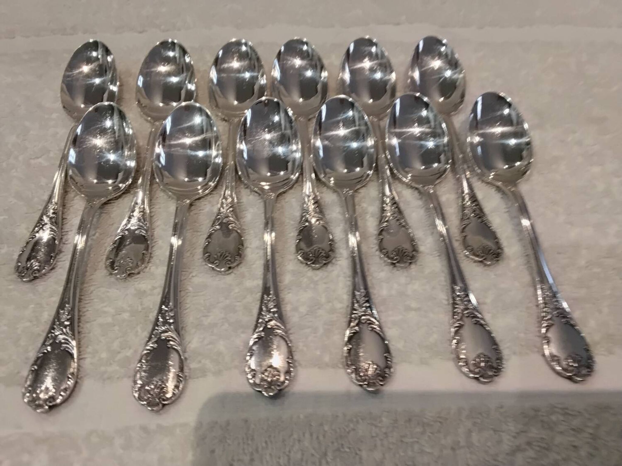 12 silver-plated coffee spoons by Christofle Marly, 13.6 cm