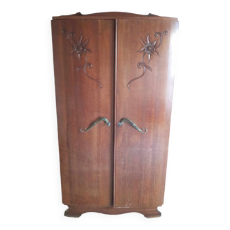Armoires en bois massif design fleurs années 1950