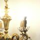 Solid bronze chandelier with crystal pendants and candle holders - Lucien GAU