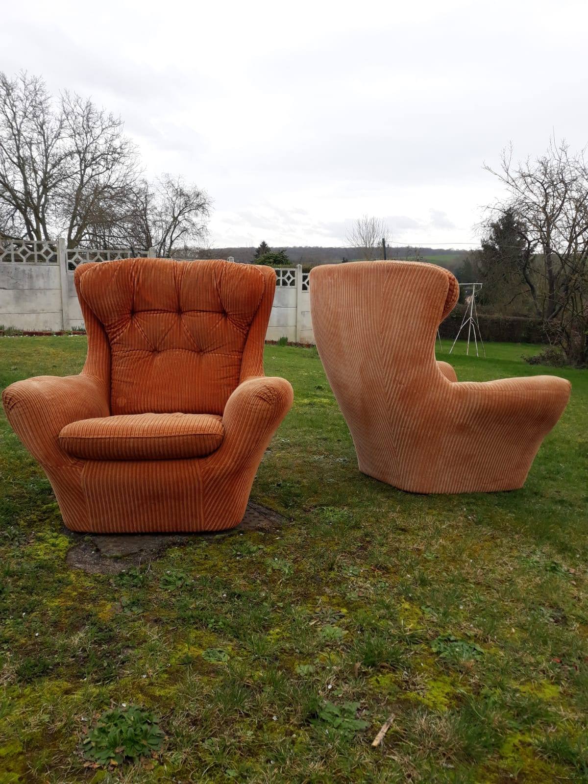 Pair of Steiner velvet armchairs