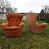 Pair of Steiner velvet armchairs