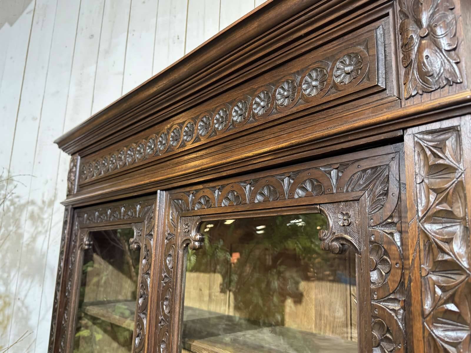 Breton library from the early 20th century in chestnut wood
