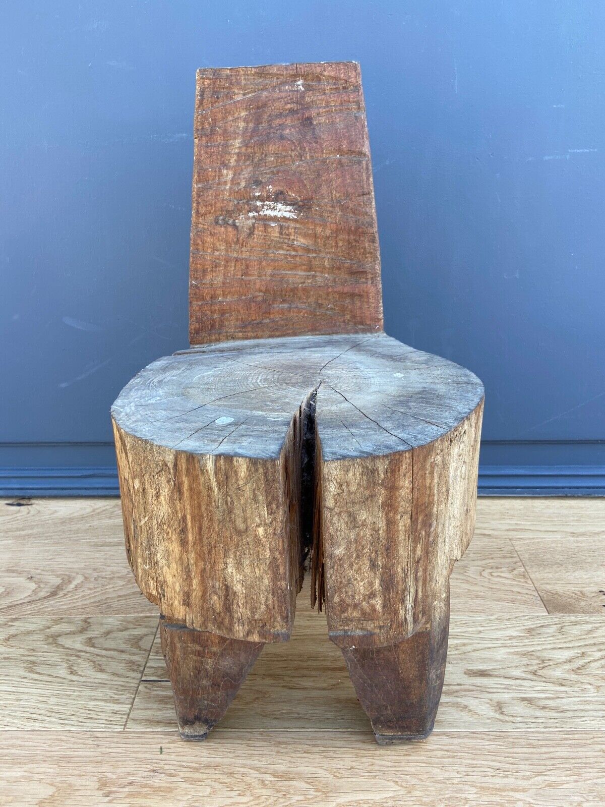 Brutalist africanizing wooden stool carved in the xxth mass