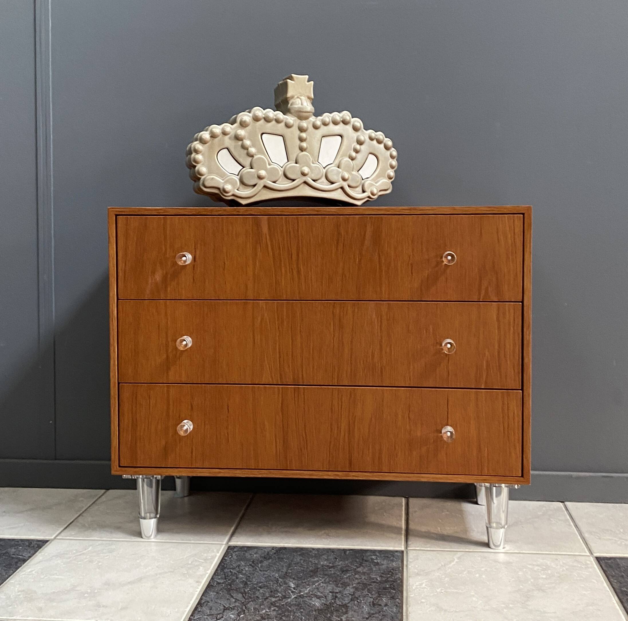 Teak chest of drawers 1970s with perspex handles