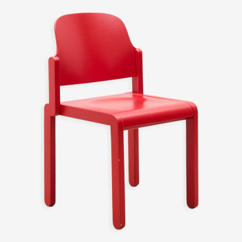 Chaise vintage années 80 bois courbé rouge