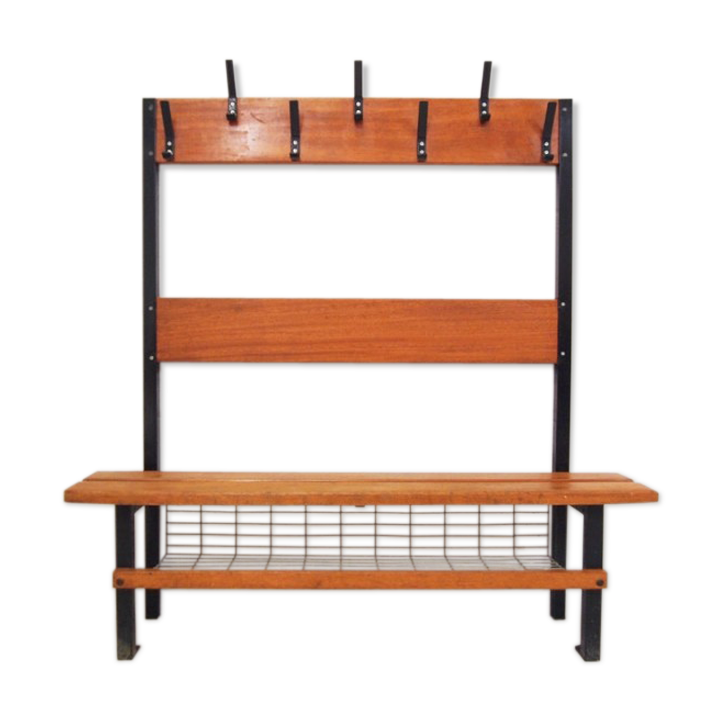 Locker room in gym with rail for coats