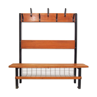 Locker room in gym with rail for coats