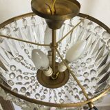 Lustre corbeille cristal et laiton