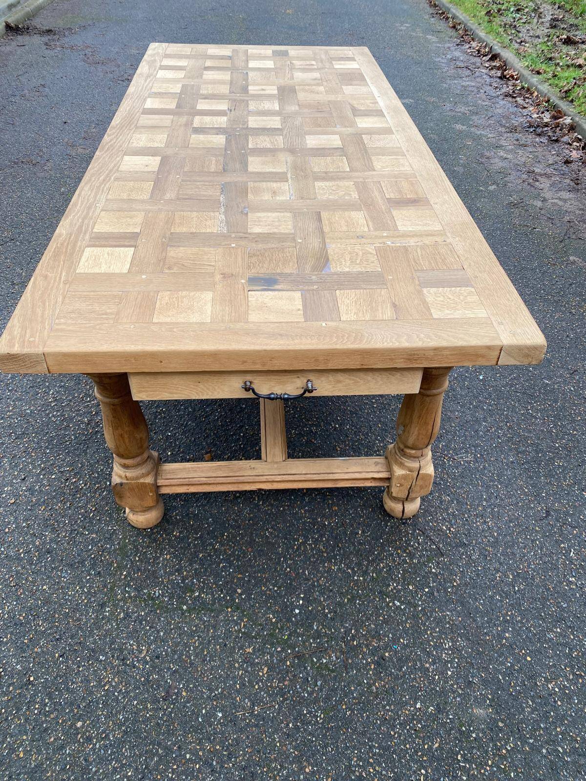 Renovated farmhouse dining table in solid oak 210cm 19th century