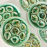 Set of 6 Niderviller oyster plates, moss décor