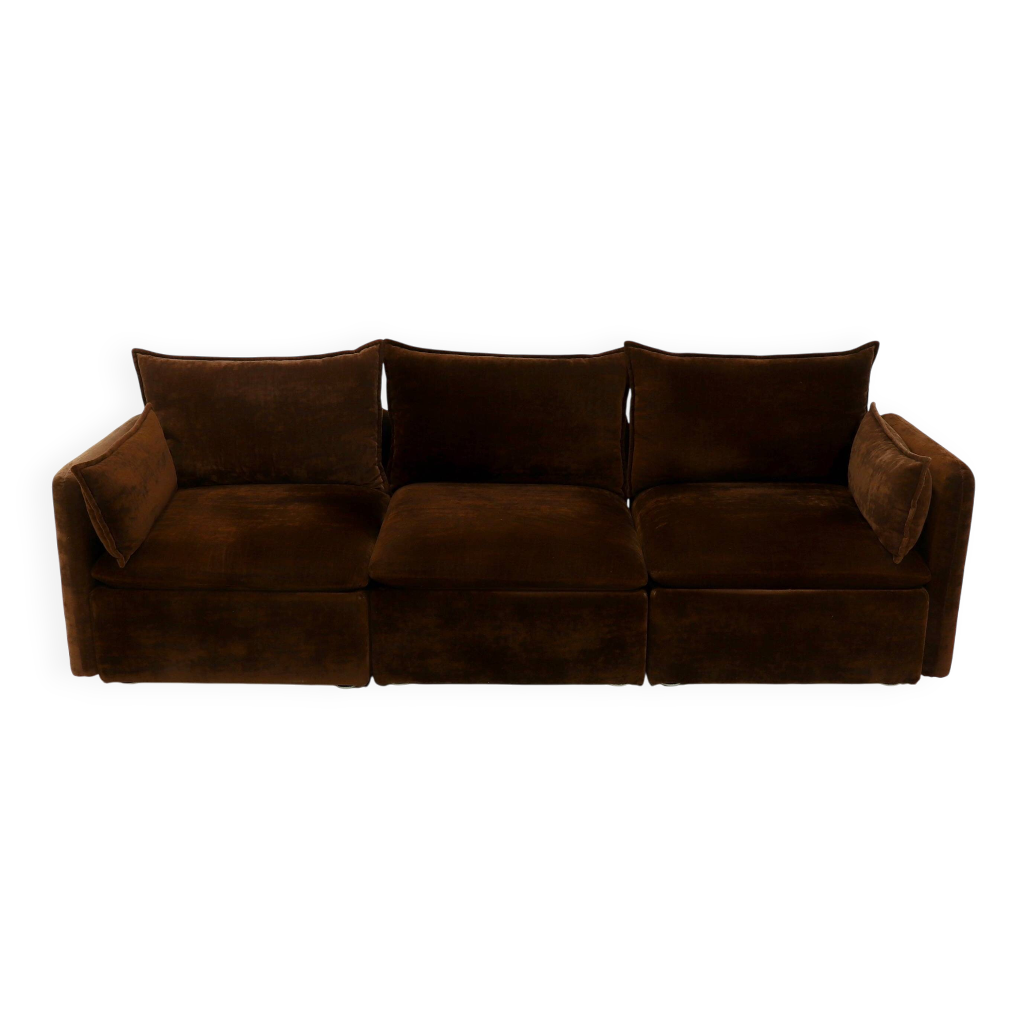 Rare 1970s brown velvet multifunctional modular sofa