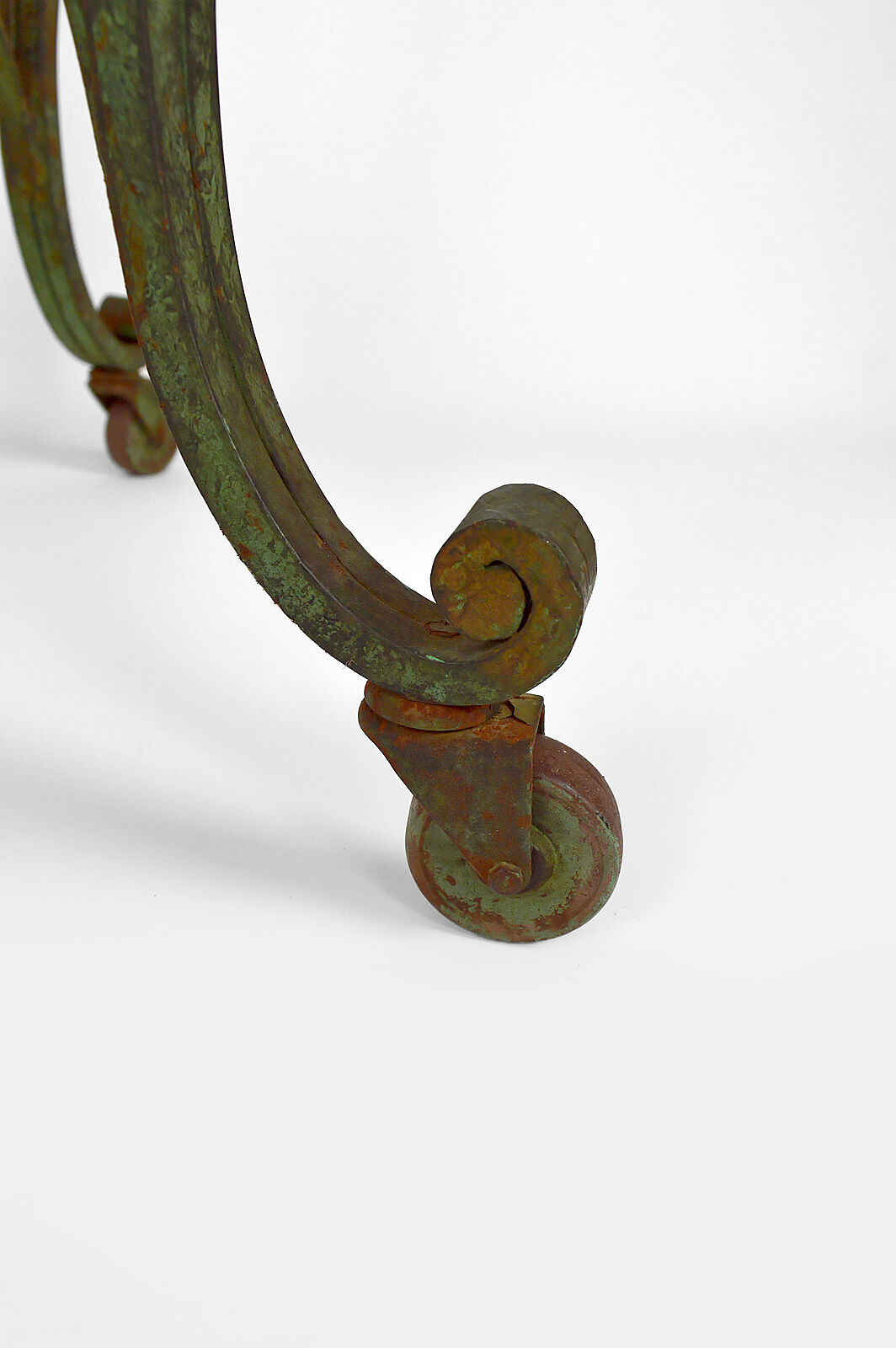 Art deco rolling service in wrought iron and travertine, france, 1940s