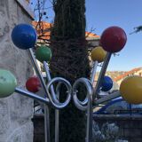 Coat rack in chromed metal and colored balls 1950-1970