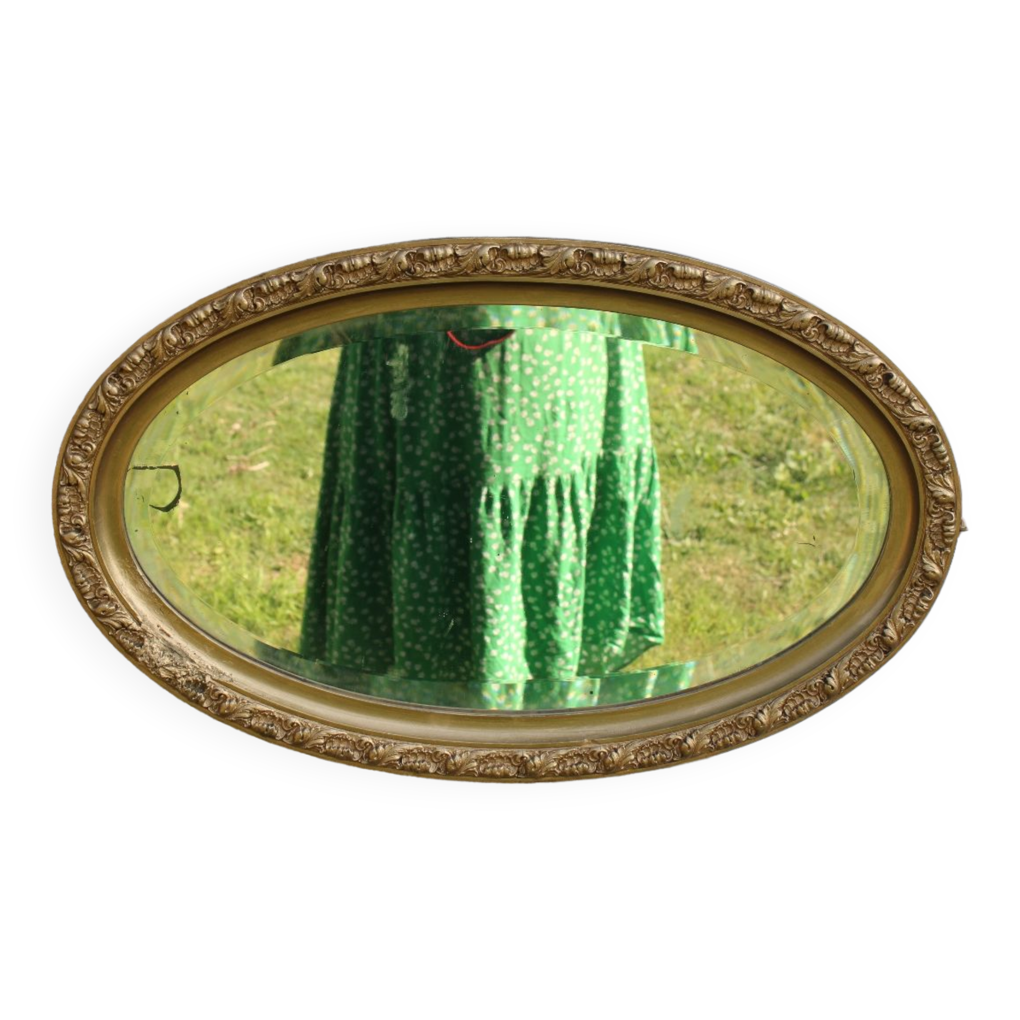 Bevelled oval antique mirror