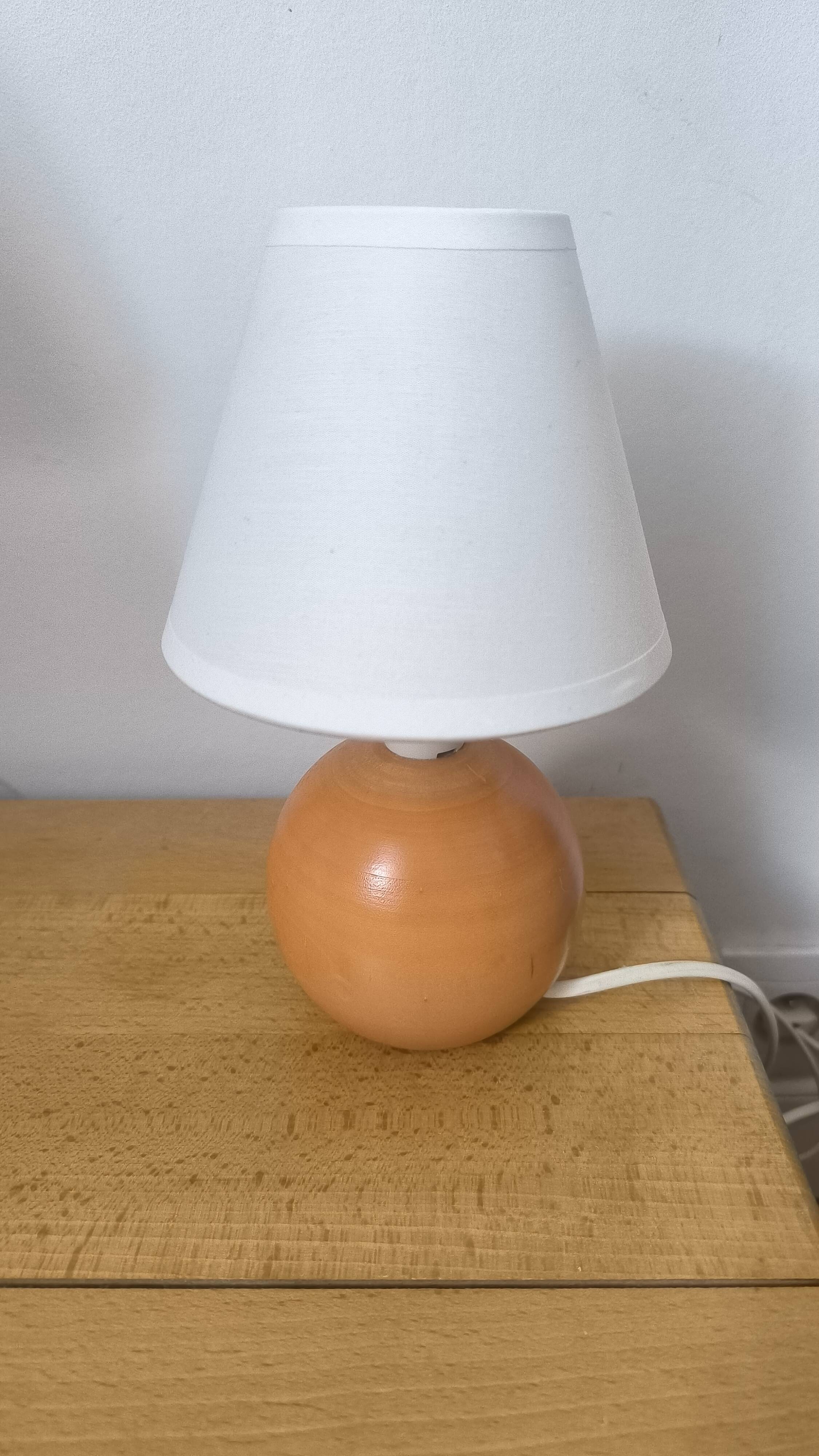 Vintage walnut wood ball lamp
