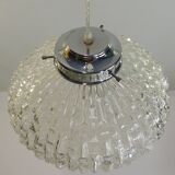 1970s vintage cut glass suspension – retro design ball lamp – L