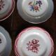 6 assiettes plates Digoin Sarregemines Marsac rouge Fleurs dorure