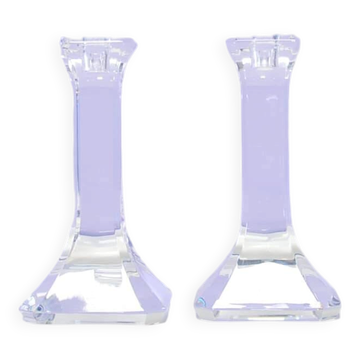 Ensemble de 2 candélabres en cristal Orrefors