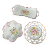 Set of three ceramics with floral decoration from Moustiers, 20th century