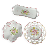 Set of three ceramics with floral decoration from Moustiers, 20th century