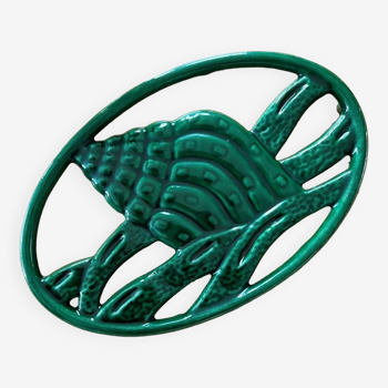 Green enameled cast iron trivet