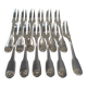 12 silver plated cake forks, Christofle Vendome, 2 prongs