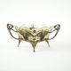 Art Nouveau platter with ceramic insert in ornamental metal frame, European craftsmanship