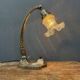 French art nouveau table lamp with transparent glass shade