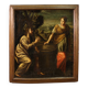 Peinture italienne antique Le Christ et la Samaritaine au puits