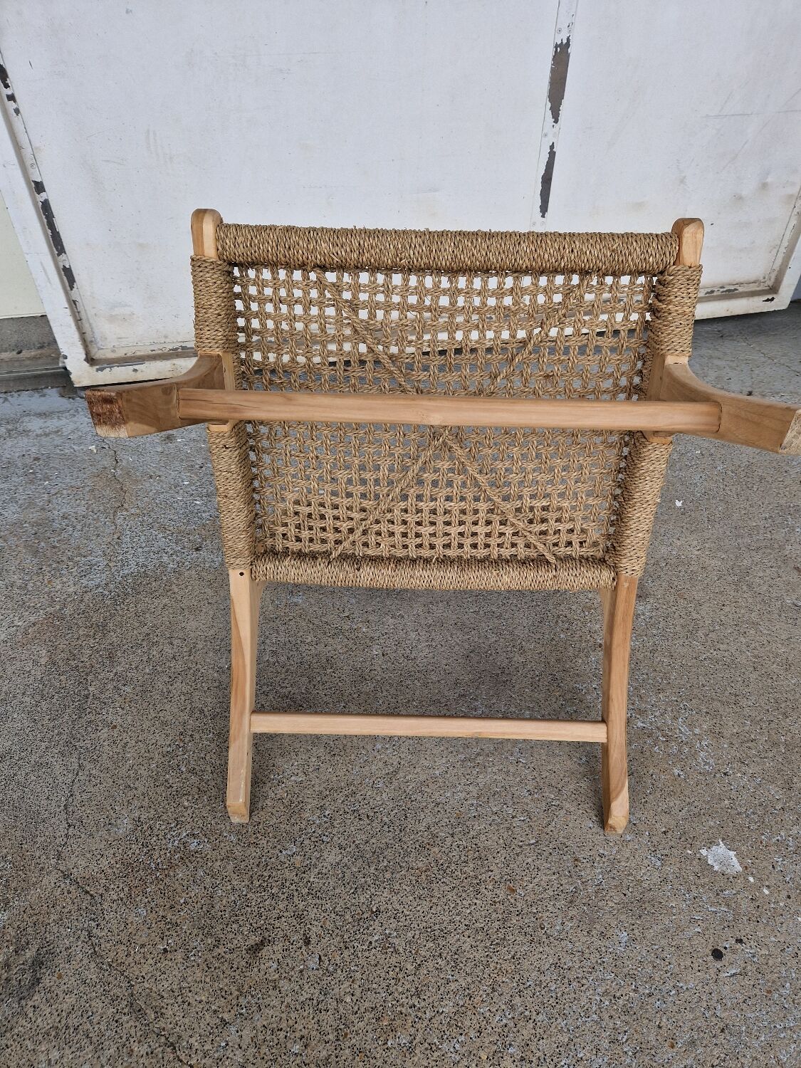 Pair of armchairs low solid wood and braided rope