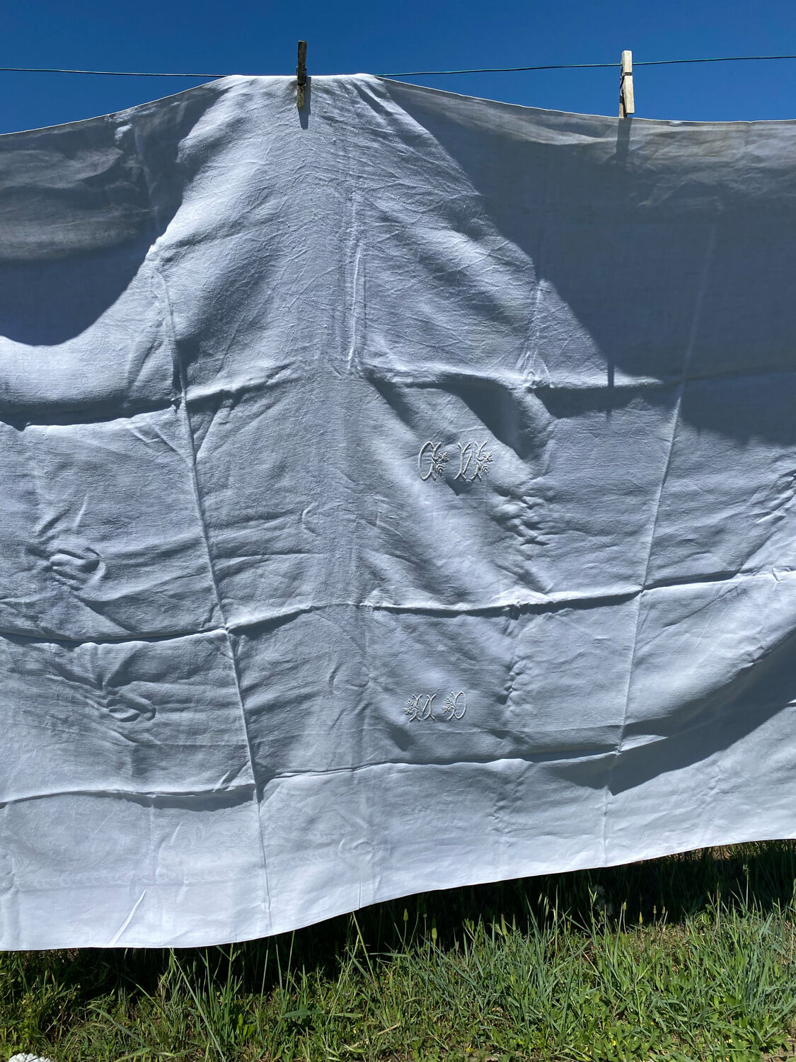 Embroidered linen tablecloth